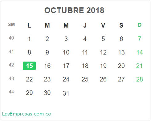 Festivos Octubre 2018