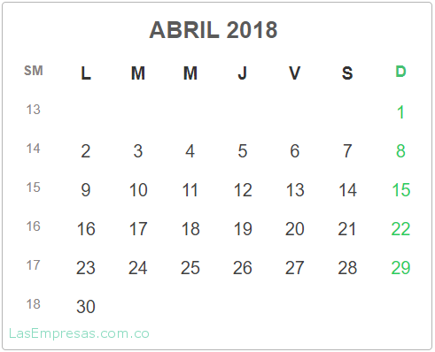 festivos Abril 2018