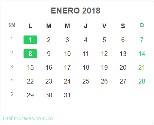 festivos enero 2018