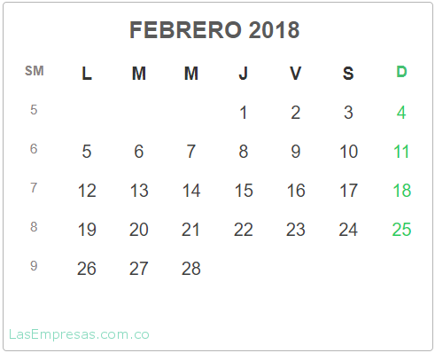 festivos febrero 2018